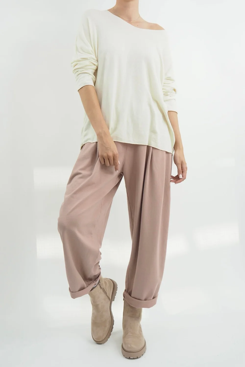 Made In Italy Classic Super Soft Fine Knit Top Winter White 3 Made In Italy Classic Super Soft Fine Knit Top Winter White