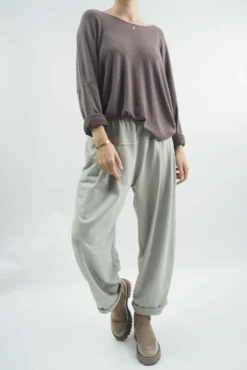 Made In Italy Classic Super Soft Fine Knit Top Hot Chocolate