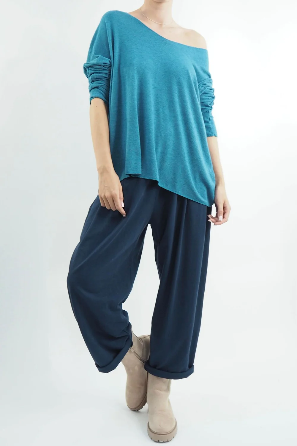 Made In Italy Classic Super Soft Fine Knit Top Prussian 3 Made In Italy Classic Super Soft Fine Knit Top Prussian