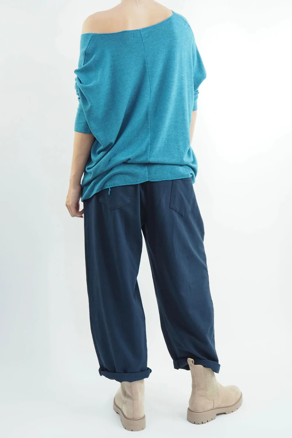 Made In Italy Classic Super Soft Fine Knit Top Prussian 5 Made In Italy Classic Super Soft Fine Knit Top Prussian - Image 3