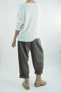 Made In Italy Classic Super Soft Ribbed Fine Knit Top Ecru -VogueCurve Store made in italy classic super soft ribbed fine knit ecru03.jpg