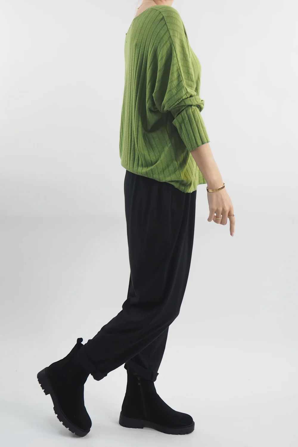 Made In Italy Classic Super Soft Ribbed Fine Knit Top Matcha / 5 Made In Italy Classic Super Soft Ribbed Fine Knit Top Matcha / - Image 3