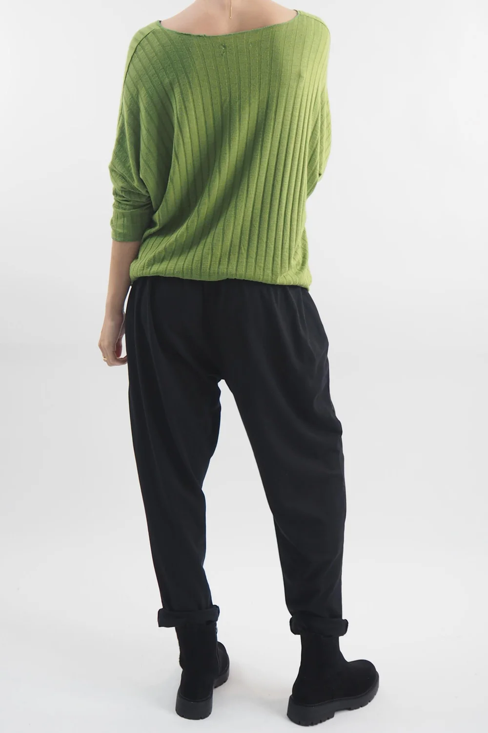 Made In Italy Classic Super Soft Ribbed Fine Knit Top Matcha / 6 Made In Italy Classic Super Soft Ribbed Fine Knit Top Matcha / - Image 4