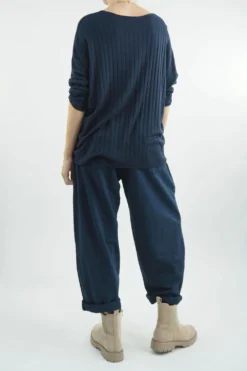 Made In Italy Classic Super Soft Ribbed Fine Knit Top Midnight -VogueCurve Store made in italy classic super soft ribbed fine knit midnight03.jpg