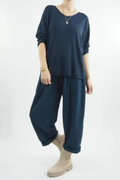 Made In Italy Classic Super Soft Ribbed Fine Knit Top Midnight -VogueCurve Store made in italy classic super soft ribbed fine knit midnight04.jpg