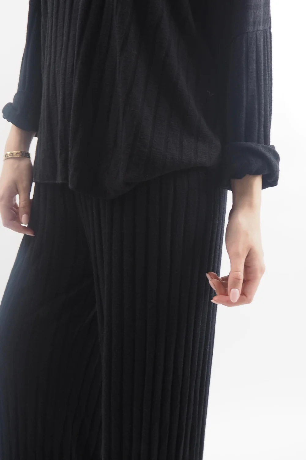 Made In Italy Classic Super Soft Ribbed Fine Knit Pant Black 8 Made In Italy Classic Super Soft Ribbed Fine Knit Pant Black - Image 6