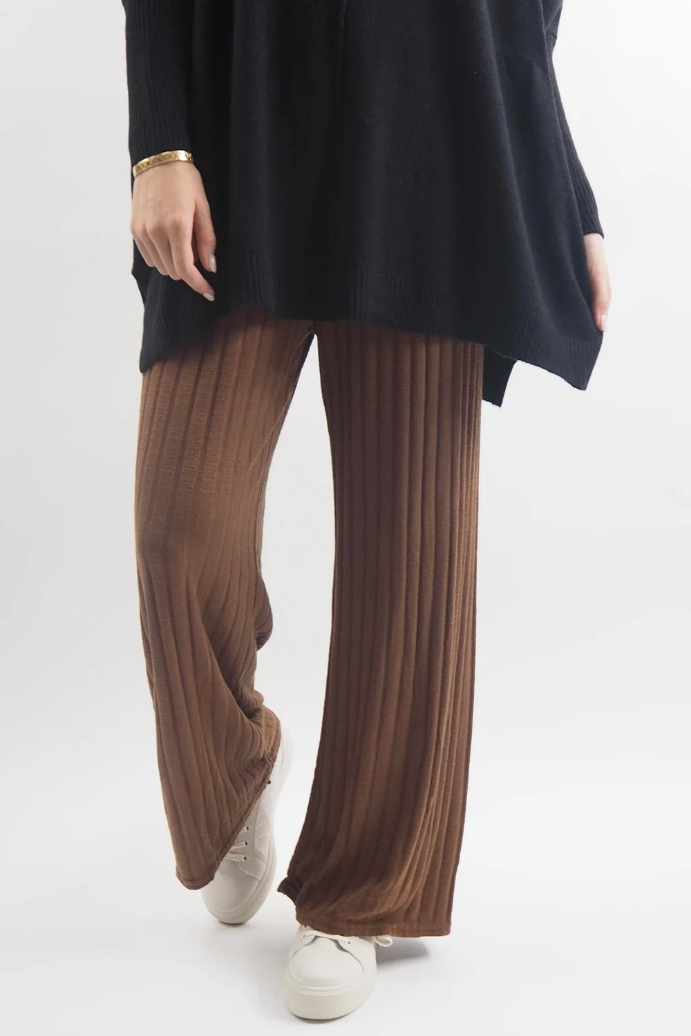 Made In Italy Classic Super Soft Ribbed Fine Knit Pant Chestnut 4 Made In Italy Classic Super Soft Ribbed Fine Knit Pant Chestnut - Image 2