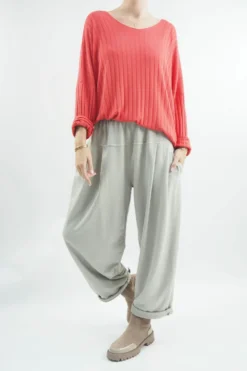 Made In Italy Classic Super Soft Ribbed Fine Knit Top Strawberry -VogueCurve Store made in italy classic super soft ribbed fine knit strawberry04.jpg