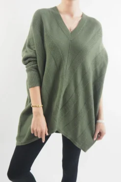 Made In Italy Conrad Chevron Archie Knit Top Khaki