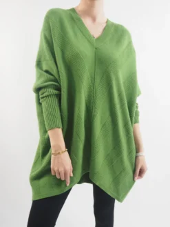 Made In Italy Conrad Chevron Archie Knit Top Matcha