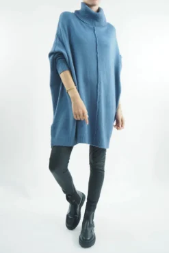 Made In Italy Conrad Classic Blanket Knit Top Airforce