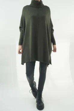 Made In Italy Conrad Classic Blanket Knit Top Deep Khaki