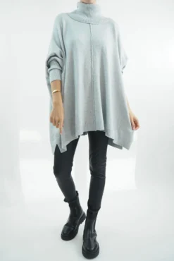 Made In Italy Conrad Classic Blanket Knit Top Dove Marl