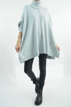 Made In Italy Conrad Classic Blanket Knit Top Dove Marl -VogueCurve Store made in italy conrad classic blanket knit dove marl4.jpg