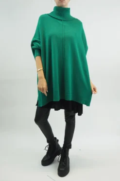 Made In Italy Conrad Classic Blanket Knit Top Emerald