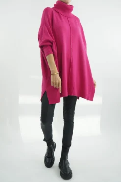 Made In Italy Conrad Classic Blanket Top Knit Geranium