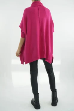 Made In Italy Conrad Classic Blanket Top Knit Geranium -VogueCurve Store made in italy conrad classic blanket knit geranium3.jpg