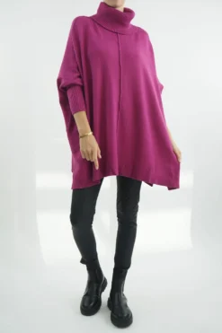 Made In Italy Conrad Classic Blanket Knit Top Magenta