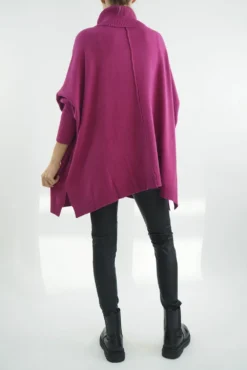 Made In Italy Conrad Classic Blanket Knit Top Magenta -VogueCurve Store made in italy conrad classic blanket knit magenta3.jpg