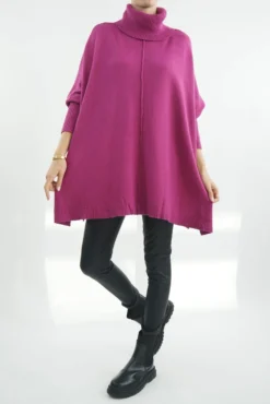 Made In Italy Conrad Classic Blanket Knit Top Magenta -VogueCurve Store made in italy conrad classic blanket knit magenta4.jpg