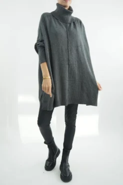 Made In Italy Conrad Classic Blanket Knit Top Shadow Grey Marl