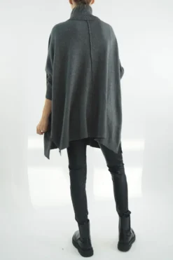 Made In Italy Conrad Classic Blanket Knit Top Shadow Grey Marl -VogueCurve Store made in italy conrad classic blanket knit shadow marl3.jpg