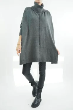 Made In Italy Conrad Classic Blanket Knit Top Shadow Grey Marl -VogueCurve Store made in italy conrad classic blanket knit shadow marl4.jpg