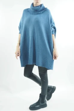 Made In Italy Conrad Oversized Fray Cowl Knit Top Airforce -VogueCurve Store made in italy conrad oversized fray cowl knit airforce04.jpg