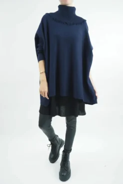 Made In Italy Conrad Oversized Fray Cowl Knit Top Ink -VogueCurve Store made in italy conrad oversized fray cowl knit ink 2.jpg