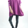 Made In Italy Conrad Oversized Fray Cowl Knit Top Magenta -VogueCurve Store made in italy conrad oversized fray cowl knit magenta1.jpg