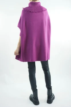 Made In Italy Conrad Oversized Fray Cowl Knit Top Magenta -VogueCurve Store made in italy conrad oversized fray cowl knit magenta3.jpg