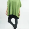 Made In Italy Conrad Oversized Fray Cowl Knit Top Olive Zing -VogueCurve Store made in italy conrad oversized fray cowl knit olive zing 1.jpg