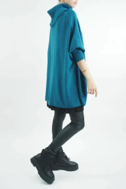 Made In Italy Conrad Oversized Fray Cowl Knit Top Prussian -VogueCurve Store made in italy conrad oversized fray cowl knit prussian 3.jpg