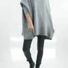 Made In Italy Conrad Oversized Fray Cowl Knit Top Slate Marl -VogueCurve Store made in italy conrad oversized fray cowl knit slate marl1.jpg