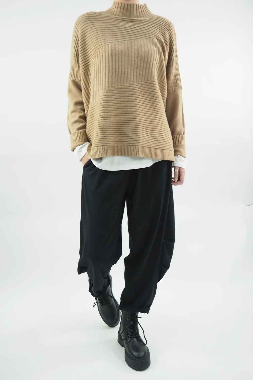 Made In Italy Conrad Turtle Ribby Knit Top Camel 3 Made In Italy Conrad Turtle Ribby Knit Top Camel