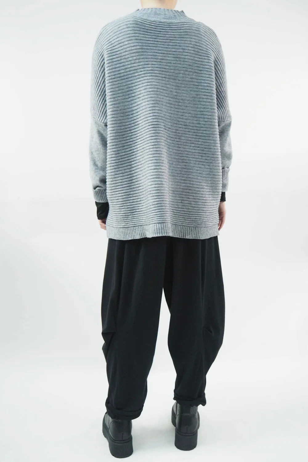 Made In Italy Conrad Turtle Ribby Knit Top Grey Marl 5 Made In Italy Conrad Turtle Ribby Knit Top Grey Marl - Image 3