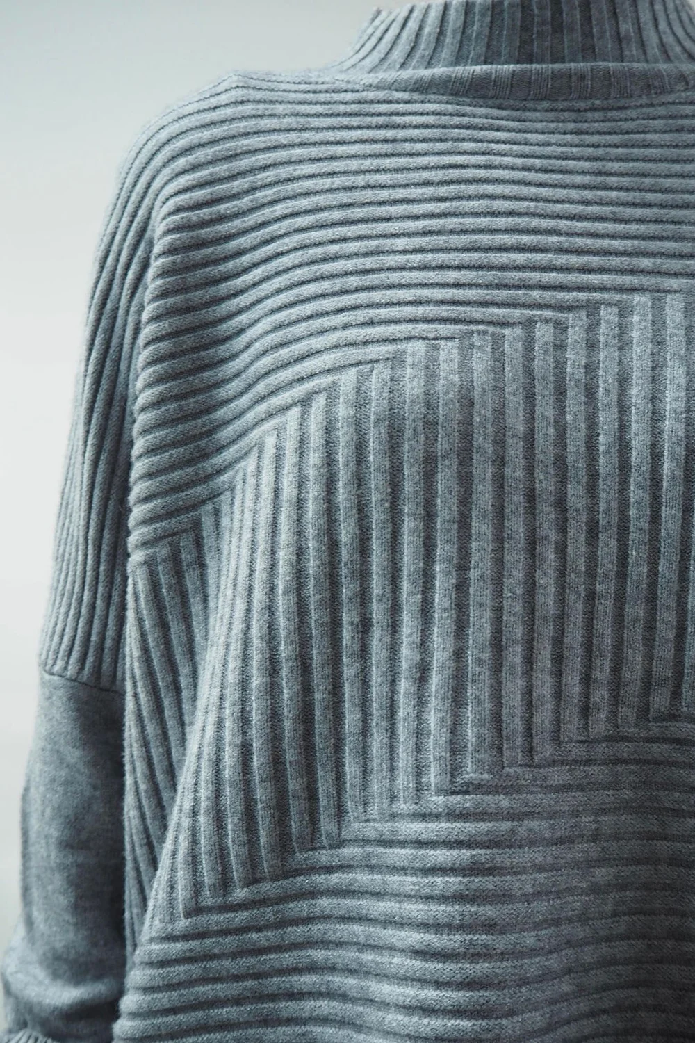 Made In Italy Conrad Turtle Ribby Knit Top Grey Marl 6 Made In Italy Conrad Turtle Ribby Knit Top Grey Marl - Image 4