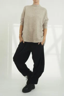 Made In Italy Conrad Turtle Ribby Knit Top Oatmeal 7 Made In Italy Conrad Turtle Ribby Knit Top Oatmeal -VogueCurve Store made in italy conrad turtle ribby knit oatmeal 2.jpg