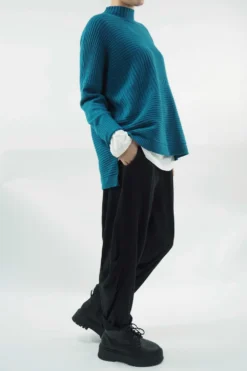 Made In Italy Conrad Turtle Ribby Knit Top Prussian 7 Made In Italy Conrad Turtle Ribby Knit Top Prussian -VogueCurve Store made in italy conrad turtle ribby knit prussian02.jpg