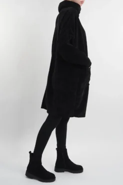 Made In Italy Dusk Pocketed Cowl Tunic Black -VogueCurve Store made in italy dusk pocketed cowl tunic black1.jpg