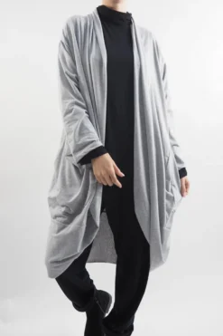 Made In Italy Edit Sloppy Jo Cocoon Cardigan Grey Marl