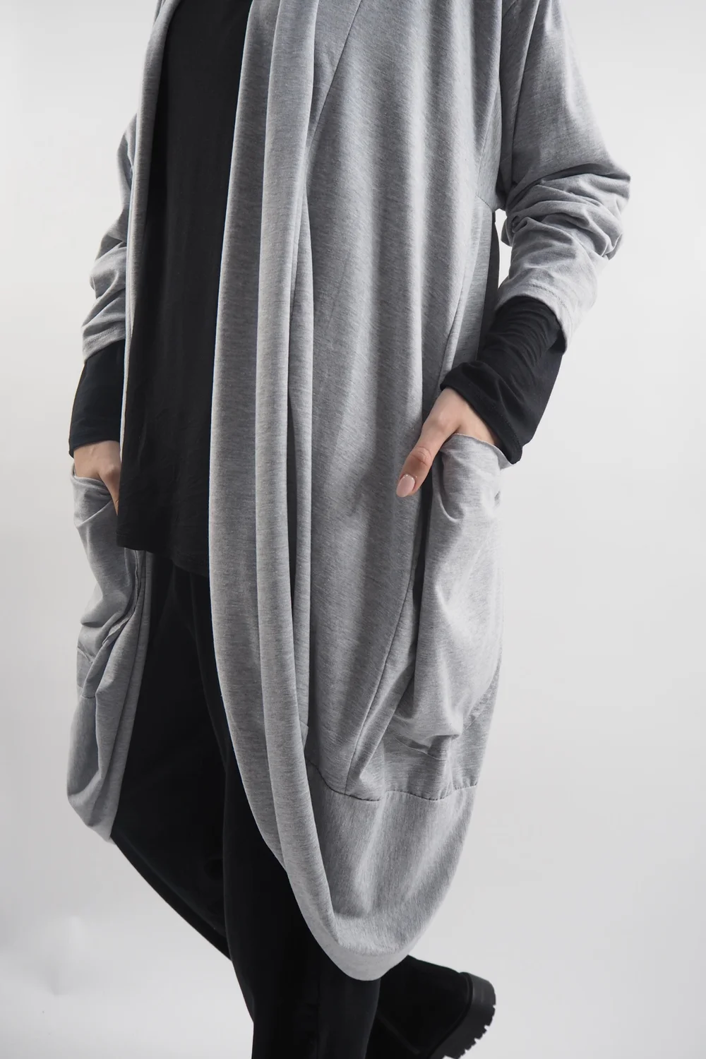 Made In Italy Edit Sloppy Jo Cocoon Cardigan Grey Marl 4 Made In Italy Edit Sloppy Jo Cocoon Cardigan Grey Marl - Image 2