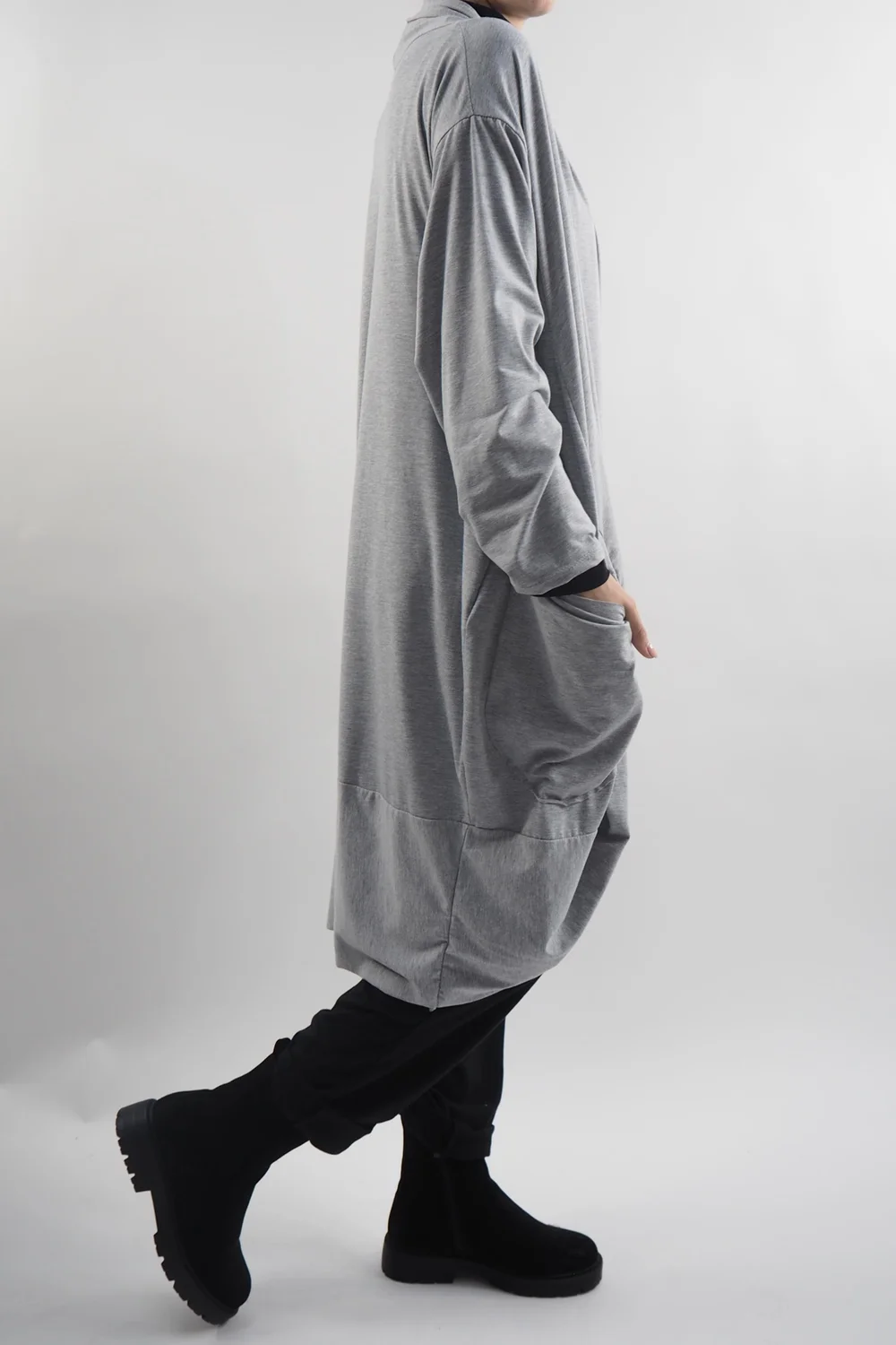 Made In Italy Edit Sloppy Jo Cocoon Cardigan Grey Marl 6 Made In Italy Edit Sloppy Jo Cocoon Cardigan Grey Marl - Image 4