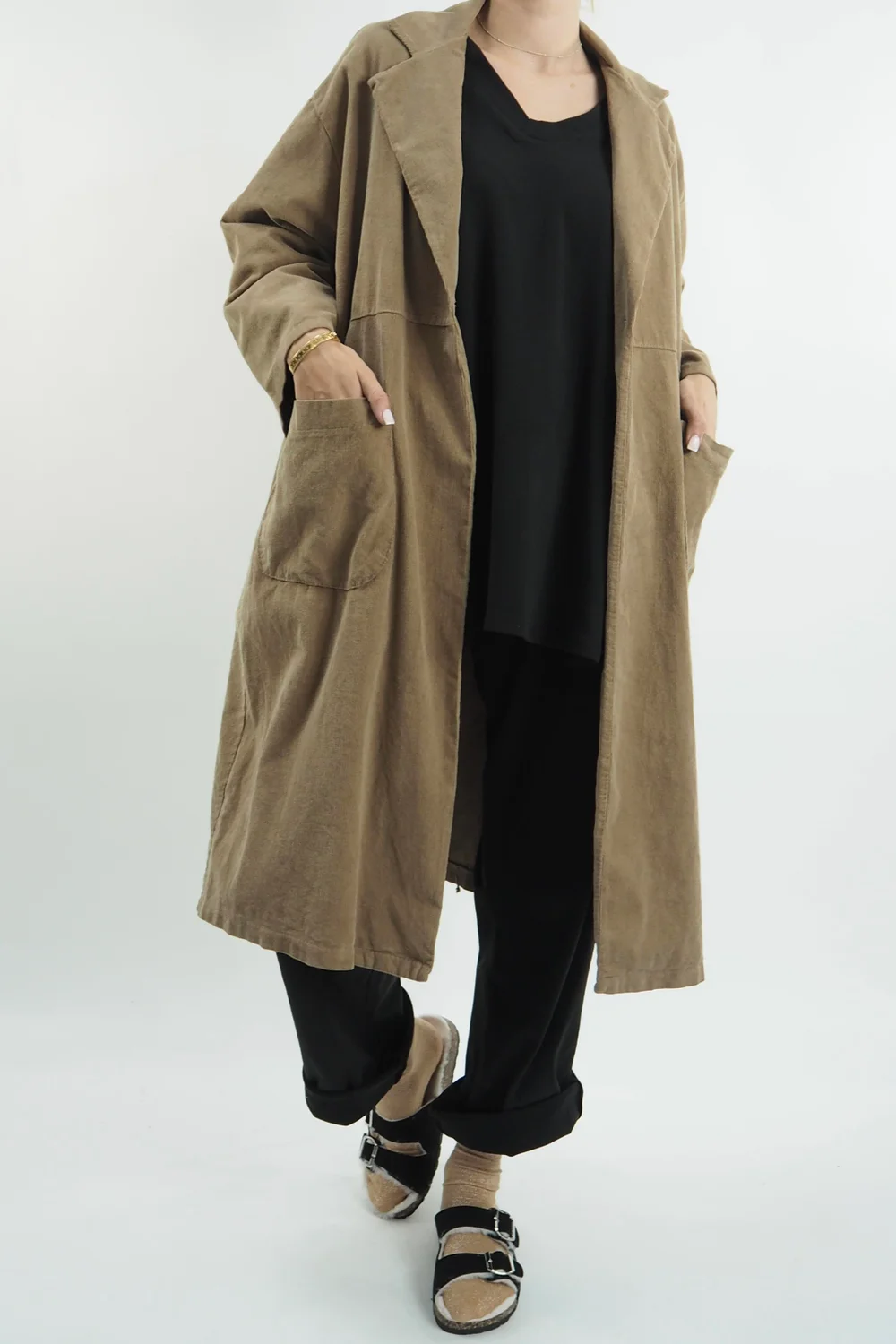 Made In Italy Edward Needlecord One Button Midi Jacket Tan 3 Made In Italy Edward Needlecord One Button Midi Jacket Tan