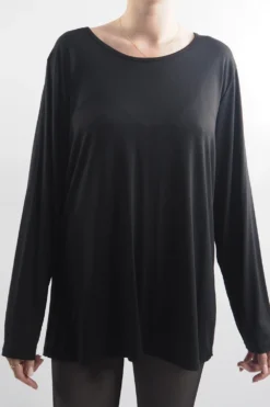 Made In Italy Fine Jersey Long Sleeve Top Black /