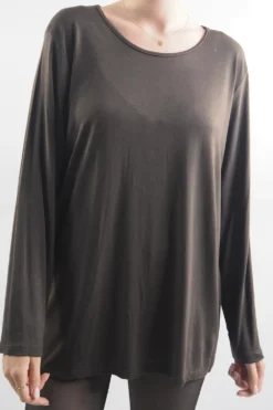 Made In Italy Fine Jersey Long Sleeve Top Brown
