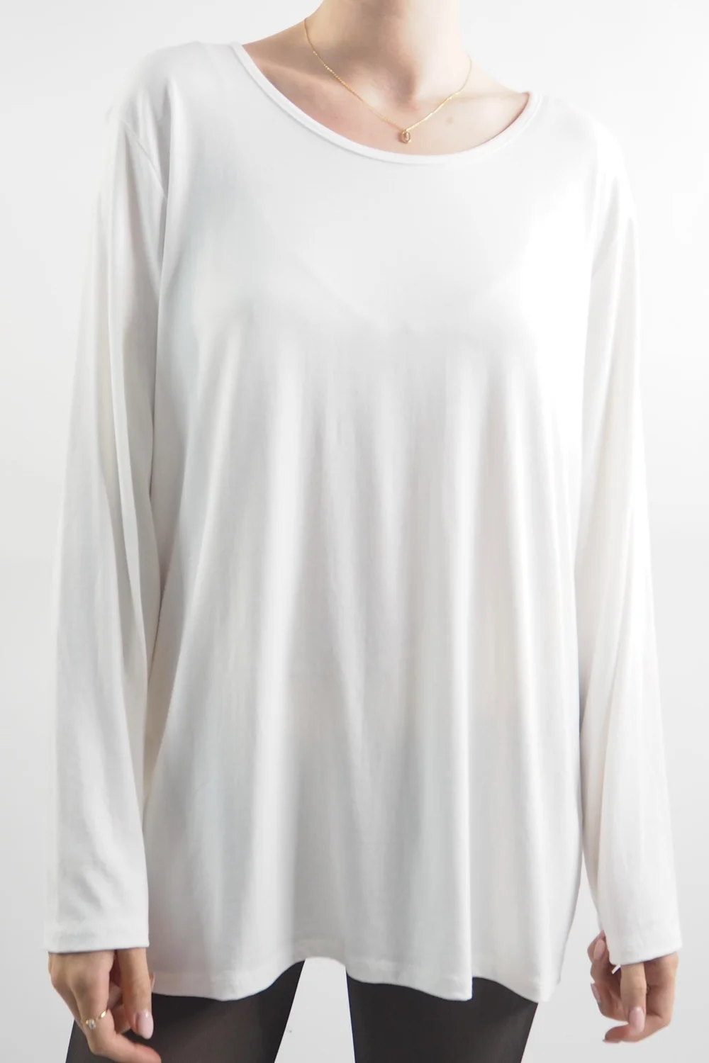 Made In Italy Fine Jersey Long Sleeve Top Warm White 3 Made In Italy Fine Jersey Long Sleeve Top Warm White