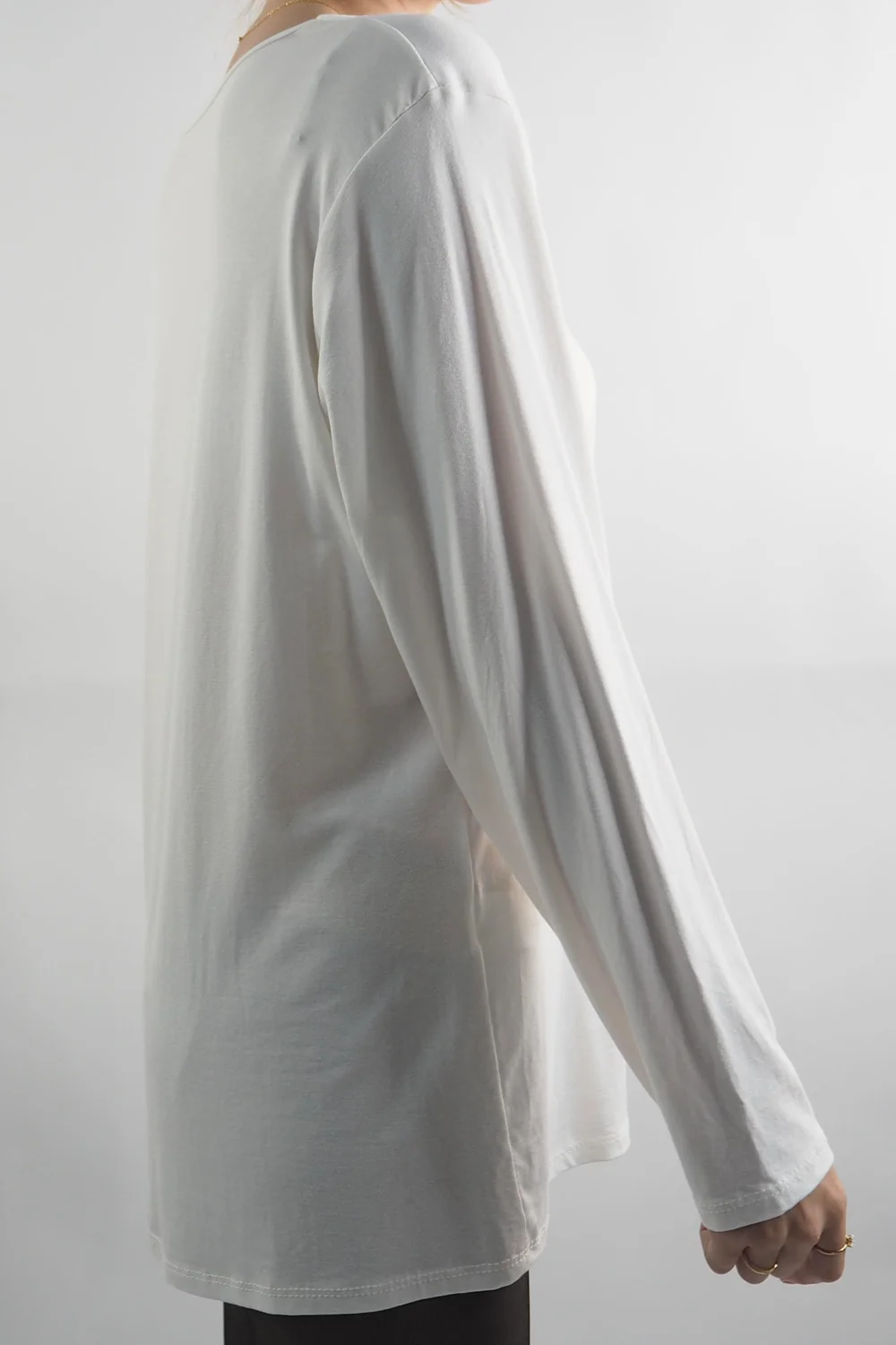 Made In Italy Fine Jersey Long Sleeve Top Warm White 4 Made In Italy Fine Jersey Long Sleeve Top Warm White - Image 2