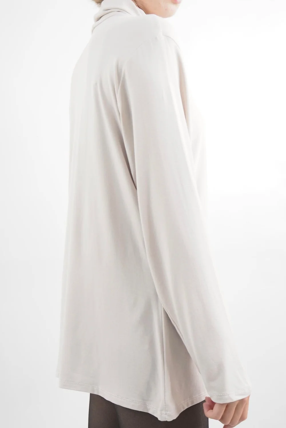 Made In Italy Fine Jersey Polo Neck Top Stone / 4 Made In Italy Fine Jersey Polo Neck Top Stone / - Image 2