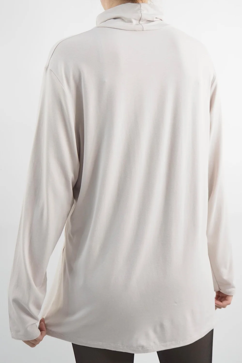 Made In Italy Fine Jersey Polo Neck Top Stone / 5 Made In Italy Fine Jersey Polo Neck Top Stone / - Image 3